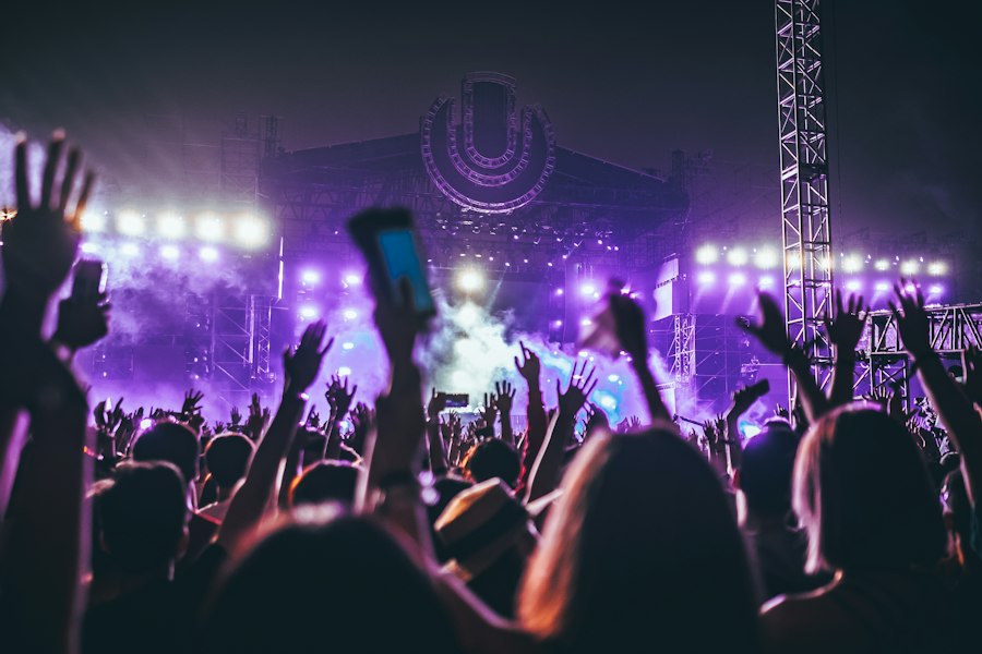 Concert crowd in Nashville at night