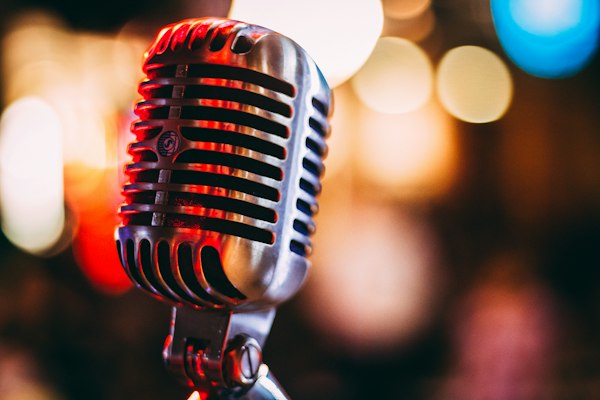 Singer with microphone